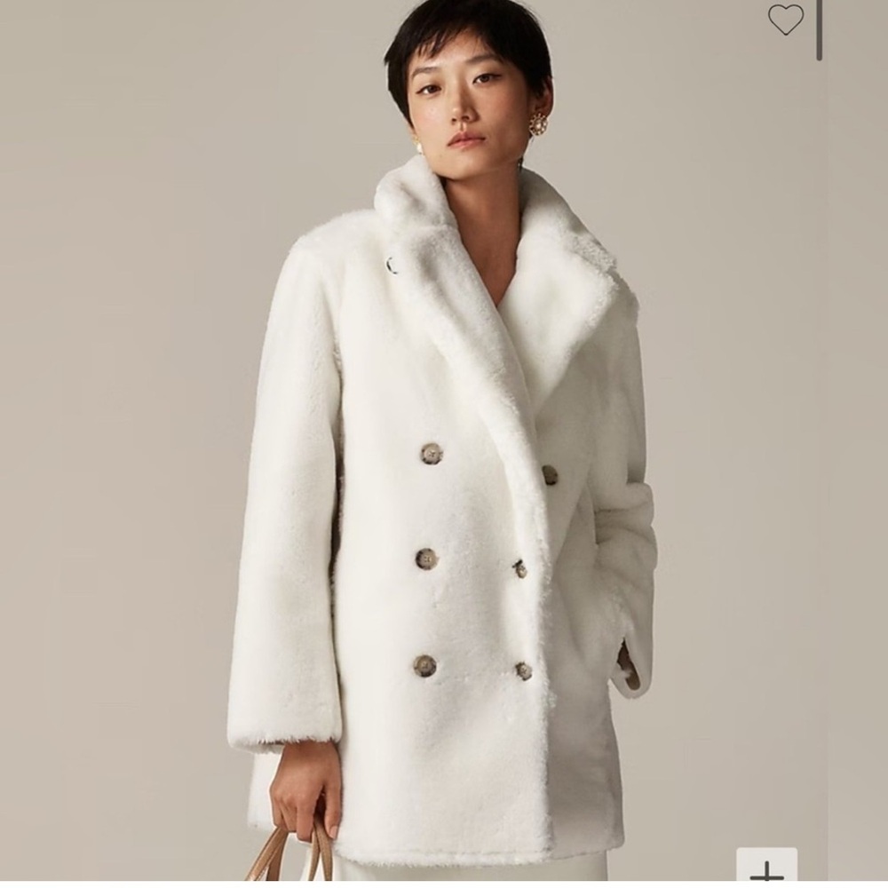 J.Crew Faux-fur Peacoat NWT SZ L CF697 TOP RATED